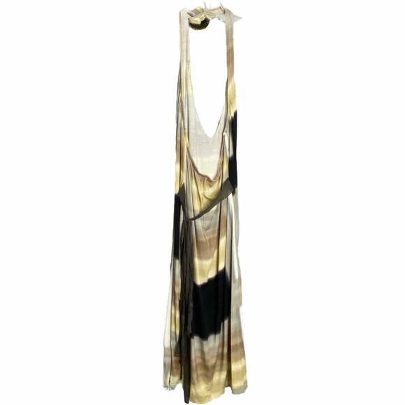 Tea And Honey Women's Dress Black Multi-Color Striped V-Neck Halter Backless S - Picture 2 of 6